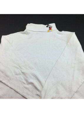 Vintage Mickey Unlimited Jerry Leigh Womens White Long Sleeve Mock Turtleneck